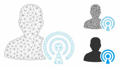 Podcast Creator Vektör Örgü Tel Çerçeve Modeli ve Üçgen Mozaik Simgesi