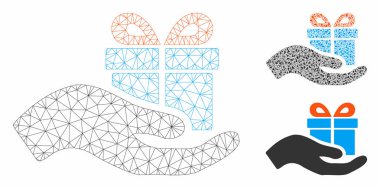 Present Vektör Örgü 2d Model ve Üçgen Mozaik Simgesi
