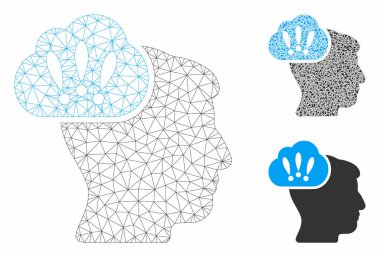 Problem Beyin Fırtınası Vektör Örgü Tel Çerçeve Modeli ve Üçgen Mozaik Simgesi