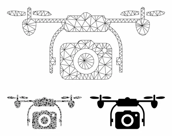 Foto-Drohne Vektor Mesh 2d-Modell und Dreieck Mosaik-Symbol — Stockvektor