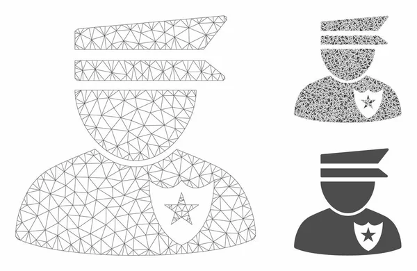 Polizist-Vektor-Netz-Modell und Dreieck-Mosaik-Symbol — Stockvektor