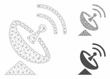 Radyo Teleskop Vektör Örgü Karkas Modeli ve Üçgen Mozaik Simgesi