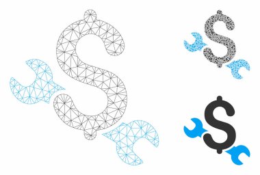 Onarım Fiyat Vektör Örgü 2d Model ve Üçgen Mozaik Simgesi