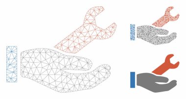 Onarım Servisi Vektör Örgü Ağ Modeli ve Üçgen Mozaik Simgesi