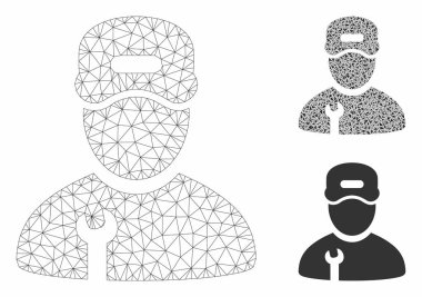 Tamirci Vektör Örgü Karkas Modeli ve Üçgen Mozaik Simgesi