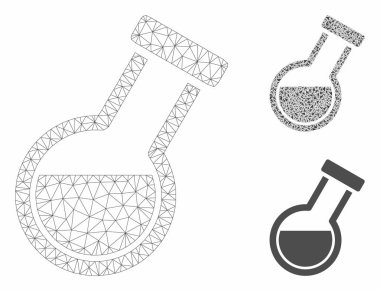 Retort Vektör Örgü 2d Model ve Üçgen Mozaik Simgesi