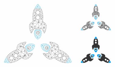 Rockets Out Vektör Örgü Ağ Modeli ve Üçgen Mozaik Simgesi