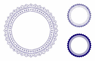Rozet Dairesel Yıldız Çerçeve Vektör Örgü Ağ Modeli ve Üçgen Mozaik Simgesi