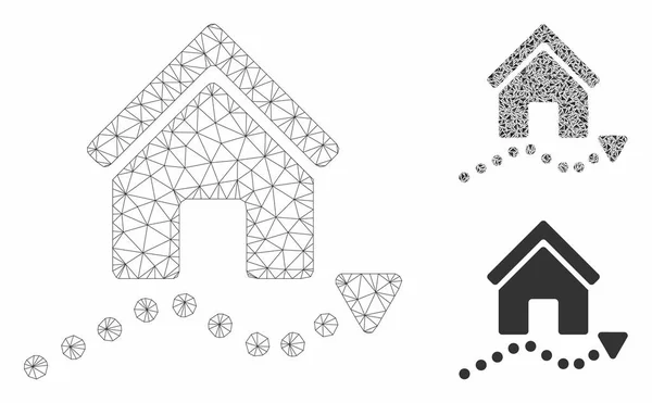 Modelo de Carcaça de Malha de Vetor de Tendência de Realidade e Ícone Mosaico Triangular — Vetor de Stock