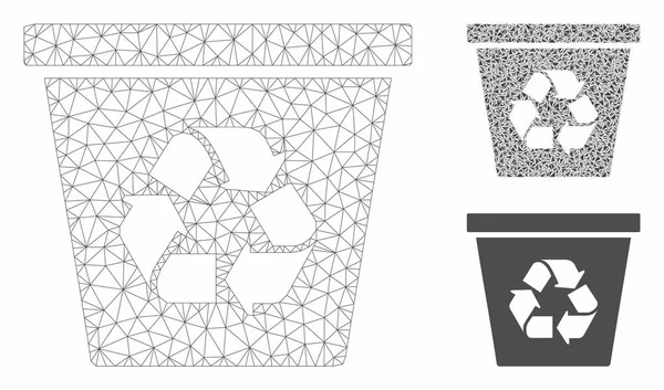 Recycle Bin Vector Mesh Wire Frame Model and Triangle Mosaic Icon — Stock Vector