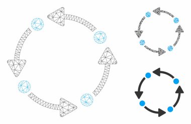 Vektör Örgü Karkas Model ve Üçgen Mozaik Simgesini Döndür