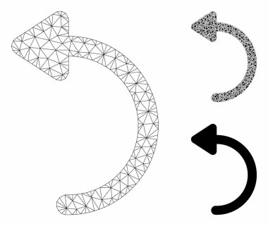Ccw Vektör Örgü 2d Model ve Üçgen Mozaik Simgesi döndürme