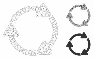 Cw Vektör Örgü 2d Model ve Üçgen Mozaik Simgesi ni döndür