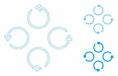 Rotasyon Vektör Örgü Tel Çerçeve Modeli ve Üçgen Mozaik Simgesi