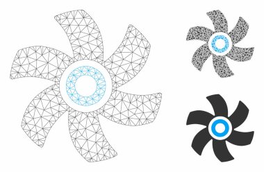 Rotor Vektör Örgü 2d Model ve Üçgen Mozaik Simgesi