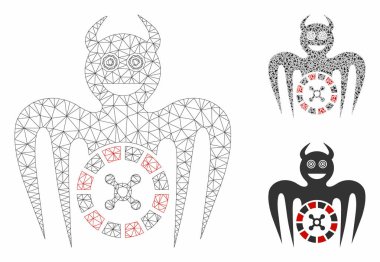 Rulet Mad Spectre Devil Vektör Örgü Tel Çerçeve Modeli ve Üçgen Mozaik Simgesi