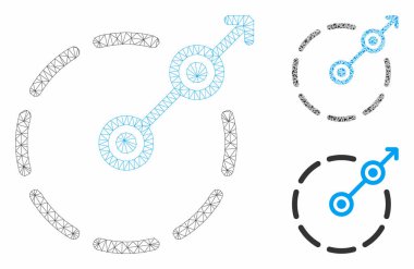 Yuvarlak Alan Çıkış Vektör Örgü Karkas Modeli ve Üçgen Mozaik Simgesi
