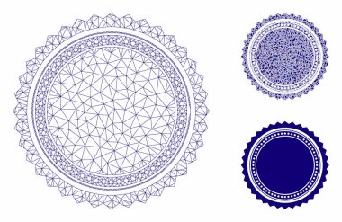 Yuvarlak Rozet Conta vektör örgü ağ modeli ve üçgen mozaik simgesi