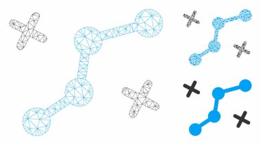 Rota Noktaları Vektör Örgü Karkas Modeli ve Üçgen Mozaik Simgesi