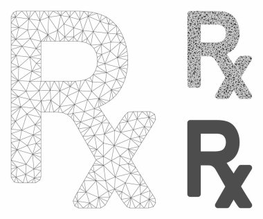 Rx Symbol Vektör Örgü Tel Çerçeve Modeli ve Üçgen Mozaik Simgesi