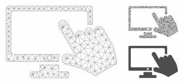 Ekran Noktası Vektör Örgü Karkas Modeli ve Üçgen Mozaik Simgesi