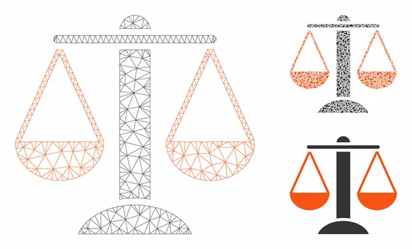 Escalas Vector Malla 2D Modelo y Triángulo Mosaico Icono — Archivo Imágenes Vectoriales