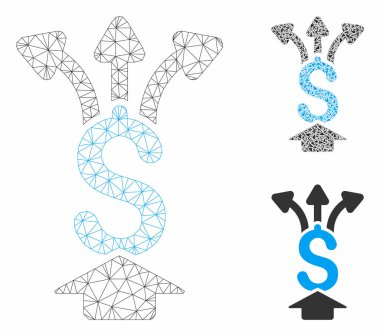Paylaş Para Vektör Mesh 2d Model ve Üçgen Mozaik Simgesi