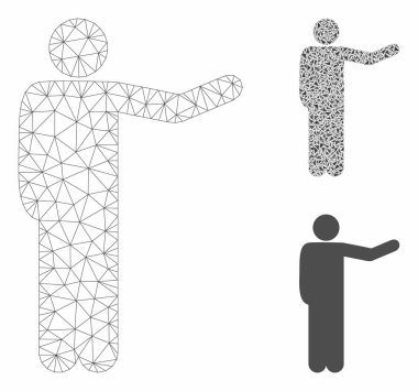 Adam Vektör Mesh 2d Model ve Üçgen Mozaik Simgesi gösteriliyor