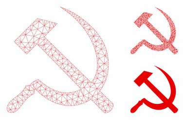 Orak ve Çekiç Vektör Örgü 2d Model ve Üçgen Mozaik Simgesi