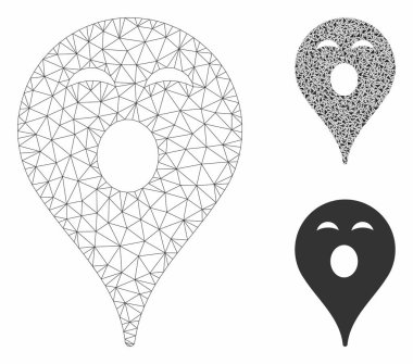 Sleepy Smiley Harita Marker Vektör Mesh 2d Model ve Üçgen Mozaik Simgesi