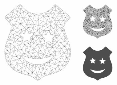 Smile Polis Kalkanı Vektör Mesh 2d Model ve Üçgen Mozaik Simgesi