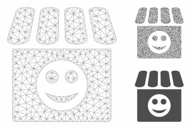 Smile Shop Vektör Örgü 2d Model ve Üçgen Mozaik Simgesi