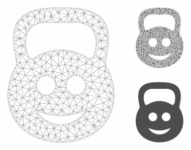 Smiled Ton Ağırlık Vektör Örgü Tel Çerçeve Modeli ve Üçgen Mozaik Simgesi