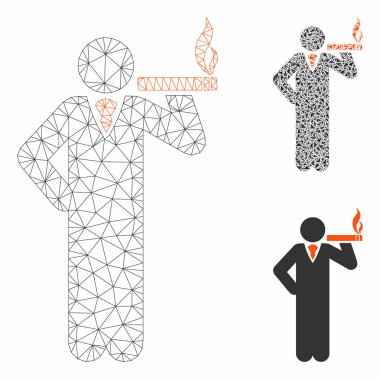 Sigara Vektör Örgü 2d Model ve Üçgen Mozaik Simgesi