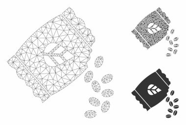 Sow Tohum Paketi Vektör Örgü 2d Model ve Üçgen Mozaik Simgesi