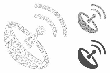 Uzay Anteni Vektör Örgü Ağ Modeli ve Üçgen Mozaik Simgesi