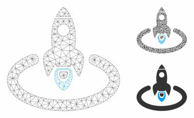 Uzay Roket Fırlatma Alanı Vektör Mesh Ağ Modeli ve Üçgen Mozaik Simgesi