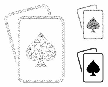 Maça Kumar Kartları Vektör Örgü 2d Model ve Üçgen Mozaik Simgesi