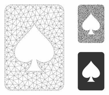 Maça Kumar Kart Vektör Örgü Tel Çerçeve Modeli ve Üçgen Mozaik Simgesi