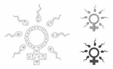 Sperm Gübreleme Vektör Örgü Karkas Modeli ve Üçgen Mozaik Simgesi