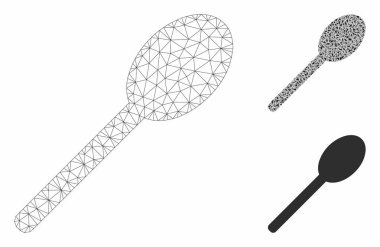 Kaşık Vektör Örgü Tel Çerçeve Modeli ve Üçgen Mozaik Simgesi