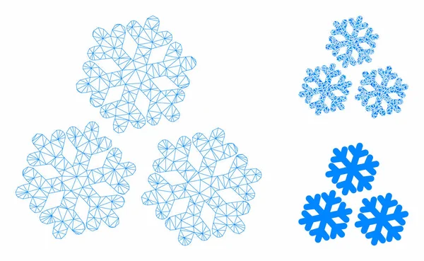 雪ベクトルメッシュカーカスモデルと三角形モザイクアイコン — ストックベクタ