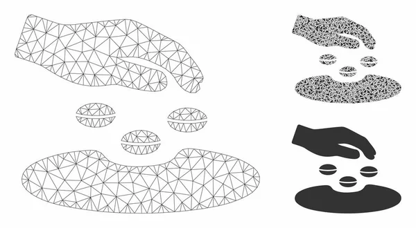 Sow Tohumlar Vektör Örgü Karkas Modeli ve Üçgen Mozaik Simgesi