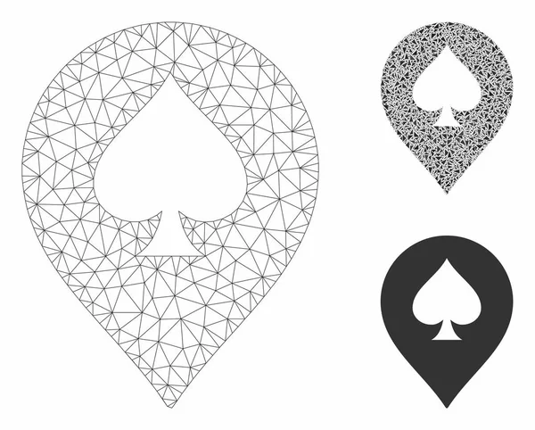 Maça Casino Marker Vektör Örgü 2d Model ve Üçgen Mozaik Simgesi