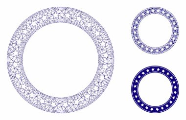 Yıldız Yuvarlak Çerçeve Vektör Örgü Ağ Modeli ve Üçgen Mozaik Simgesi