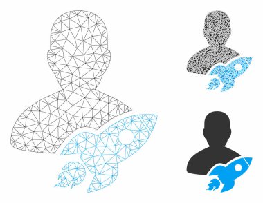 Startuper Vektör Örgü Ağ Modeli ve Üçgen Mozaik Simgesi