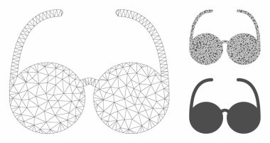 Güneş Gözlüğü Vektör Örgü Karkas Modeli ve Üçgen Mozaik Simgesi
