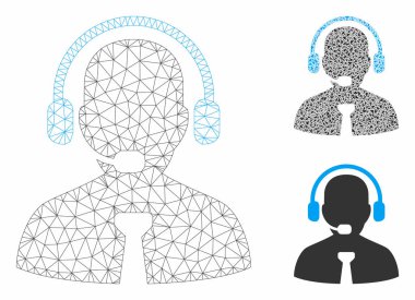 Destek Yöneticisi Vektör Örgü 2d Model ve Üçgen Mozaik Simgesi