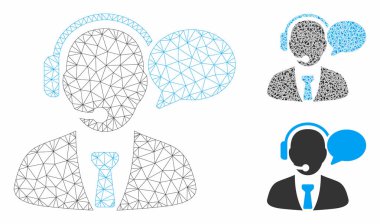 Destek Yöneticisi Mesaj Vektör Örgü Karkas Modeli ve Üçgen Mozaik Simgesi