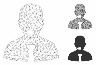 Destek Operatörü Vektör Örgü Tel Çerçeve Modeli ve Üçgen Mozaik Simgesi